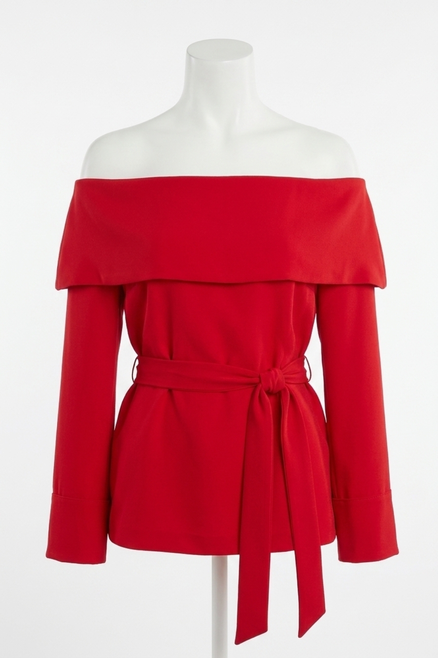 NEW TRINA TURK lyndi belted top in red